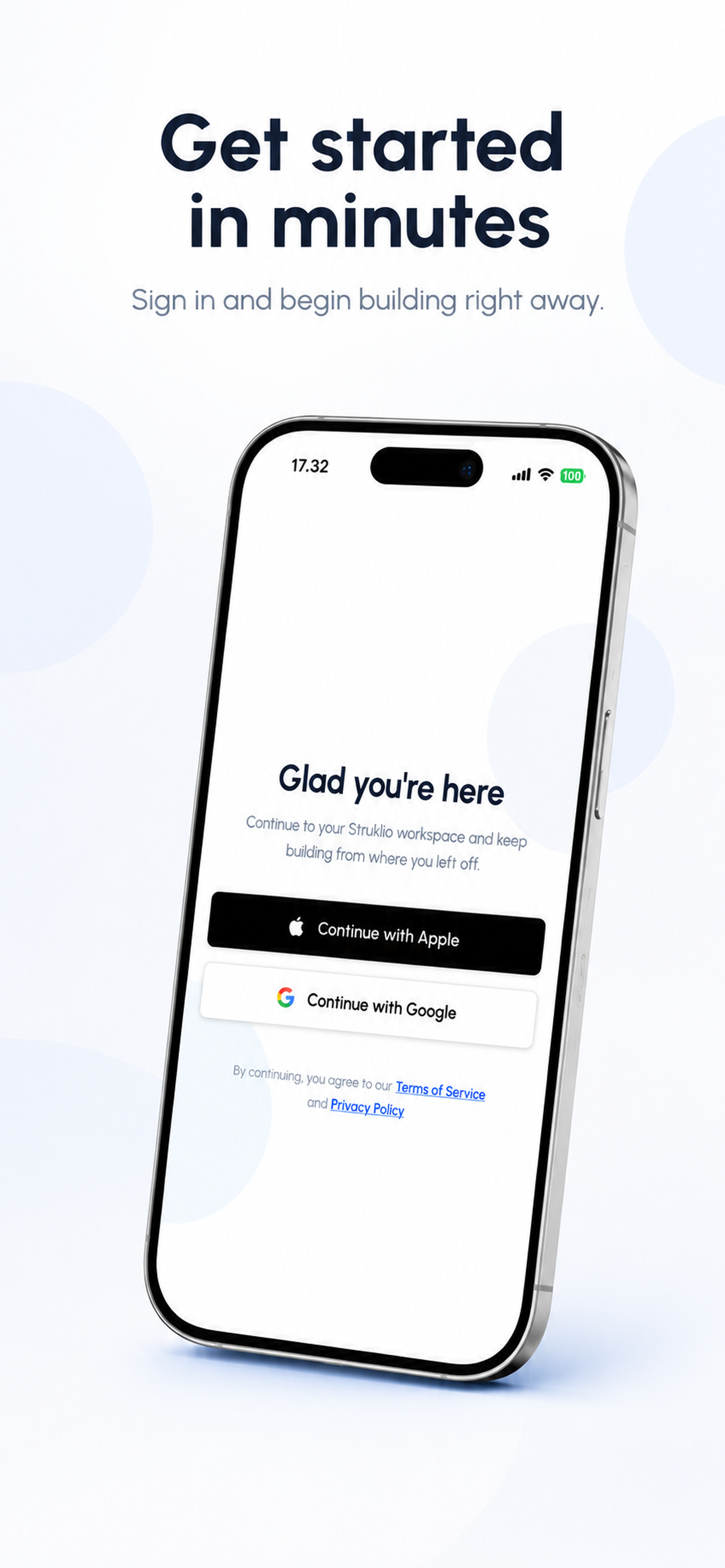 Struklio app – main screen